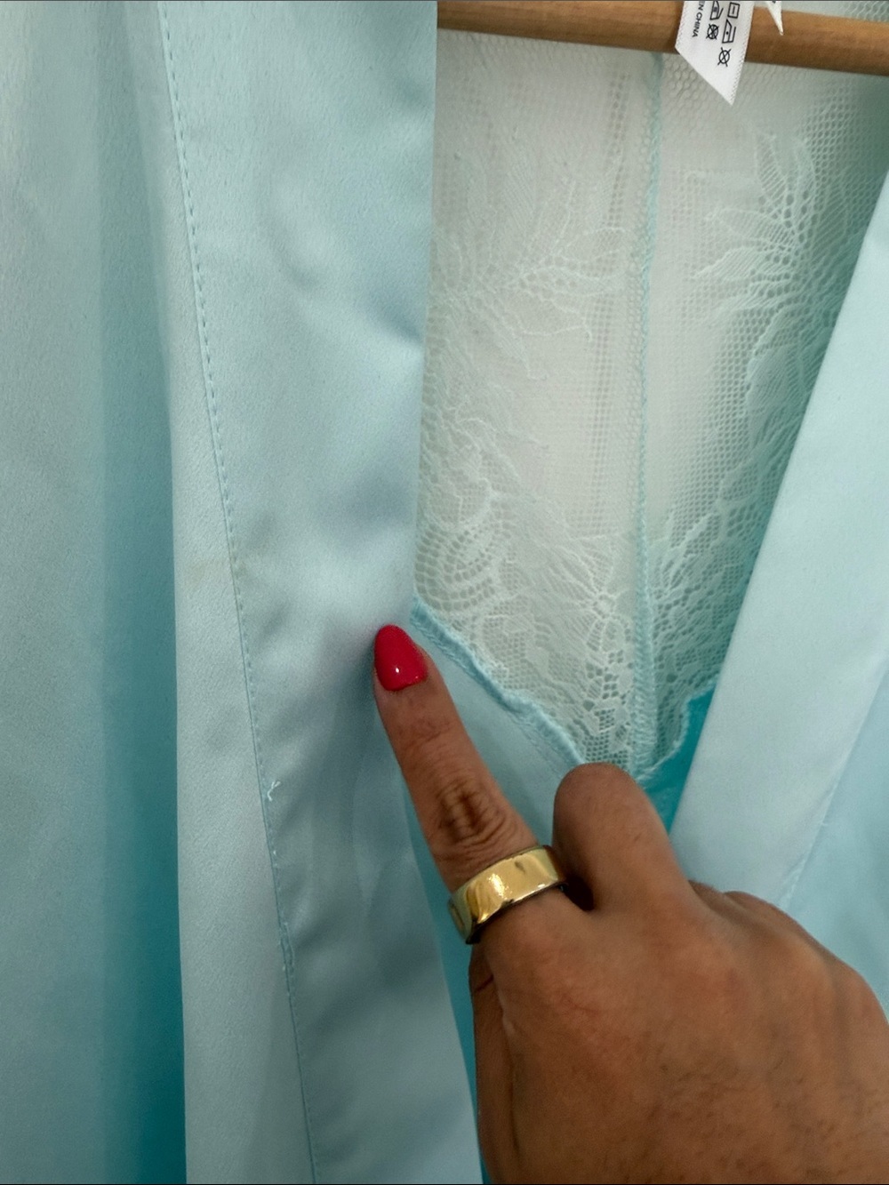 Flora Nikrooz Light Blue Satin Lace-Trim Robe - Picture 8 of 13